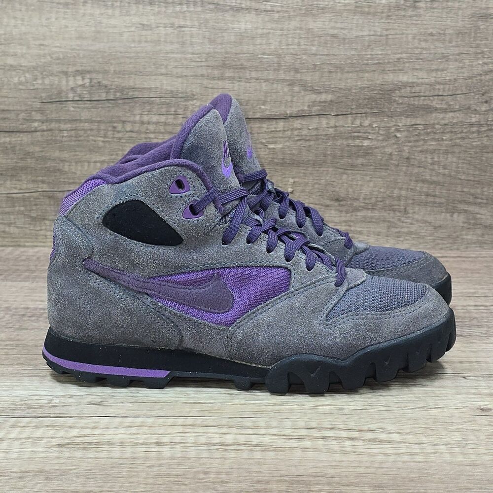 Vintage Nike ACG Caldera Women's 7.5 Gray Suede Purple Hiking Boots (930709-IB)